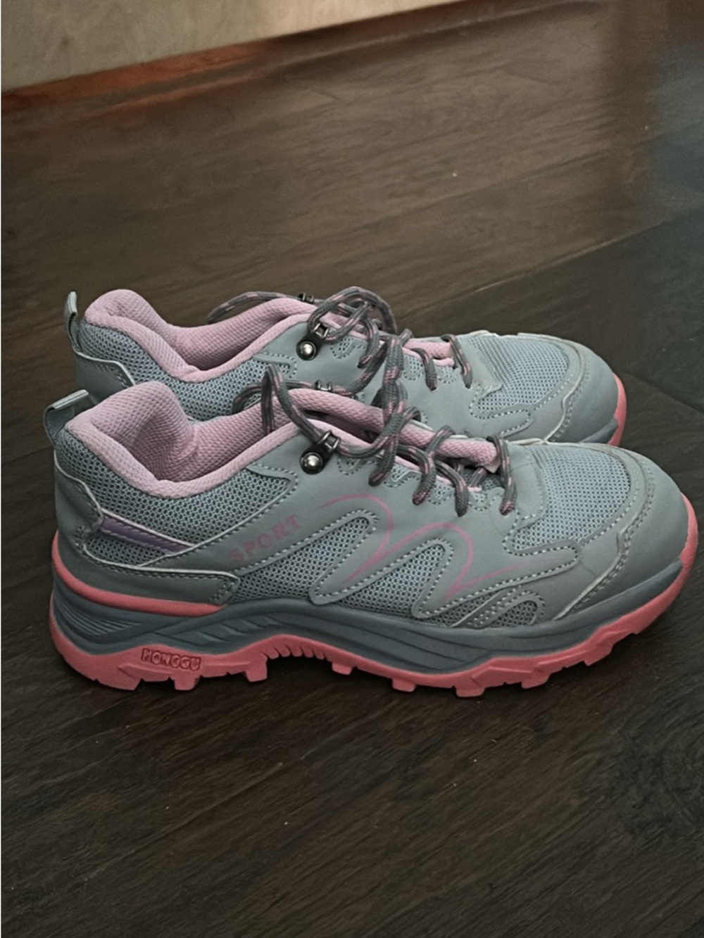 Grey and Pink Steele toe work tennis shoes